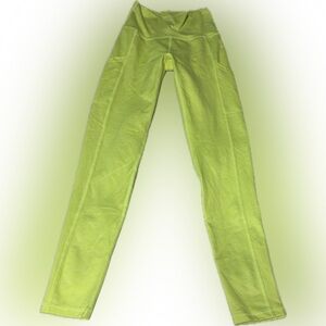 AERIE | High Rise Pocket Leggings | XS | Neon Lime | Chill Play Move